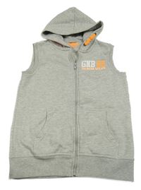 Sivá melírovaná tepláková prepínaci vesta s nápisom a kapucňou Gatonegro