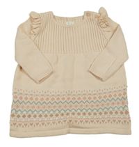 Marhuľové svetrové šaty so vzorom a volánikmi GAP