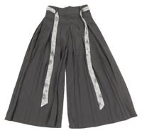 Tmavošedé palazzo kalhoty s páskem