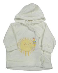 Smotanová zamatová prepínaci mikina so sluncem a kapucňou
