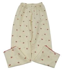 Béžové ľahké nohavice s třešněmi Shein