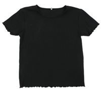 Čierne rebrované úpletové crop tričko Only