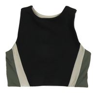 Čierno-kaki-béžový športový crop top Zara