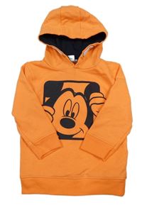 Neonově oranžová mikina s Mickeym a kapucí Disney