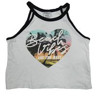 Biely crop top s palmami a nápisom Page One Young