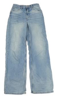 Modré high waist široké rifle H&M
