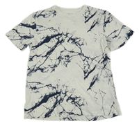 Bílo-tmavomodré vzorované tričko H&M