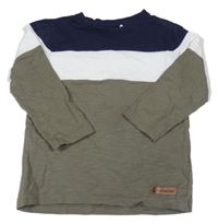 Khaki-tmavomodro-bílé triko Topolino