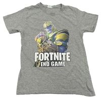 Šedé melírované tričko s Fortnite
