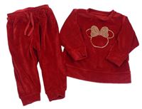 2 set - Červená plyšová mikina s Minnie + tepláky George