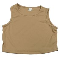 Béžový rebrovaný crop top Shein