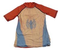 Meruňkovo-modro-tehlové UV tričko s pavoukem Marvel