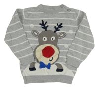 Sivý pruhovaný ľahký sveter so sobom C&A