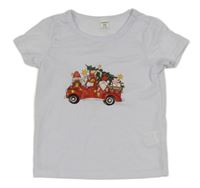 Bílé tričko se Santou a autem shein