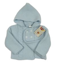 Nové - svetlomodrý prepínaci sveter s kapucňou