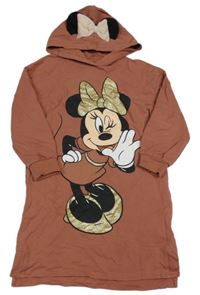Starorůžové teplákové šaty s Minnie a kapucí C&A