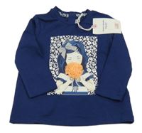 Nové - tmavomodré triko s dívkou 