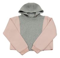 Sivo-ružová crop športová mikina s kapucňou Primark