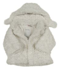 Bílý kožešinový zateplený kabátek s kapucňou orchestra