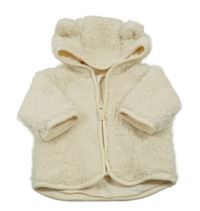 Smotanová chlpatá podšitá prepínaci mikina s kapucňou H&M