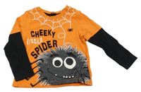 Oranžovo-čierne tričko s pavouky George