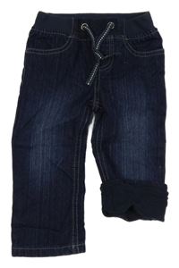 Tmavomodré podšité rifle s úpletovým pasom Lupilu