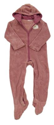 Starorůžová chlupatá kombinéza s Púem a kapucí Disney