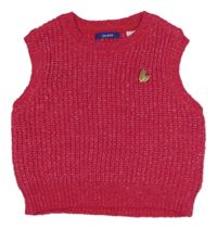 Ružová melírovaná pletená crop vesta okaidi