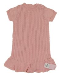 Nové - svetloružové vzorované pletené šaty Yd.