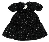 Nové - černé sametové šaty s hvězdičkami F&F