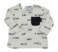 Biele tričko s čiernymi nápisy