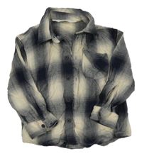 Tmavomodro-smotanová kockovaná košeľa H&M