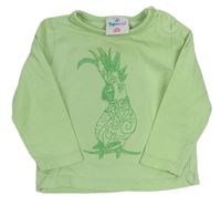 Zelenkavé tričko s papouškem Topomini