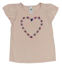Svetloružové tričko so srdcem s strapcemi C&A