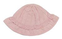Ružový plátenný klobúk s výšivkami Next