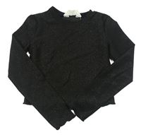 Čierne trblietavé crop tričko H&M