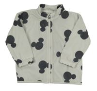 Bílo-šedá fleecová propínací mikina s Mickeym H&M