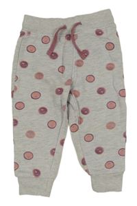 Svetlošedá -ružové bodkovaná é tepláky zn. Liegelind