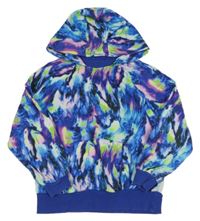 Tmavomodro-fialovo-zelená vzorovaná mikina s kapucí Next