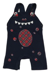 Tmavomodro-červené laclové teplákové kraťasy s příšerkou 