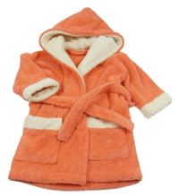 Korálovo-smotanový plyšový župan s kapucňou