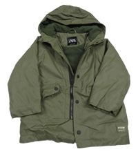 Khaki voděodolná zateplená bunda s kapucí Zara