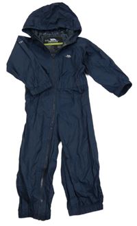 Tmavomodrá šusťáková funkční kombinéza s logem a kapucí Trespass