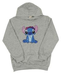 Světlešedá mikina se Stitchem a kapucí 