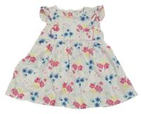 Bielo-modro-ružovo-žlté kvetované šaty Ergee