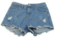 Modré riflové kraťasy s prošoupáním Shein