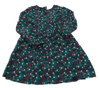 Tmavozeleno-fuchsiové kvetované menšestrové šaty Okaidi