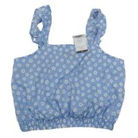 Nové - Světlemodro-biely kvetovaný crop top New Look