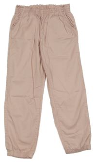 Světlerůžové plátěné cuff kalhoty H&M