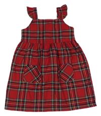 Červeno-čierno-farebné kockované šaty s volánikmi Primark